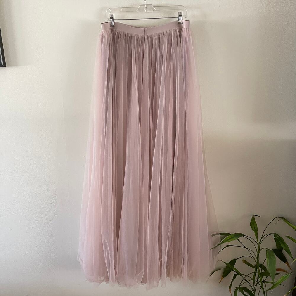 1000love Womens XL Tulle Maxi Skirt Mauve Romantic Layered Full Length Princess